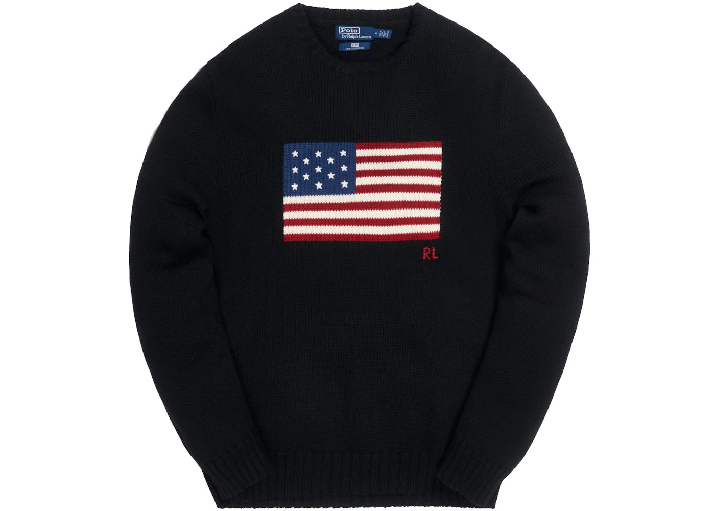 Kith x Polo Ralph Lauren Cotton American Flag Crewneck Black