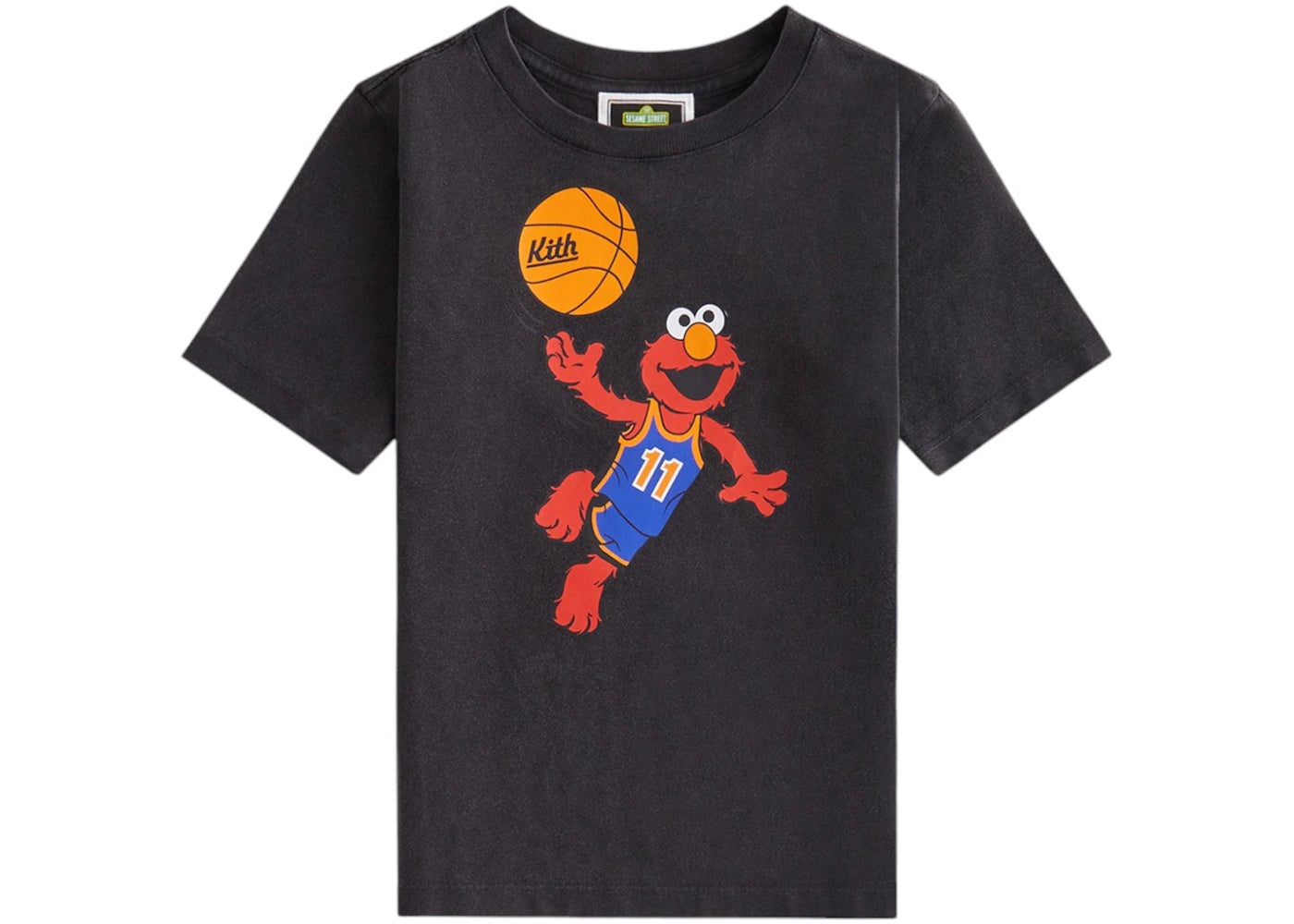 Kith x Sesame Street Kids Basketball Elmo Vintage Tee Black