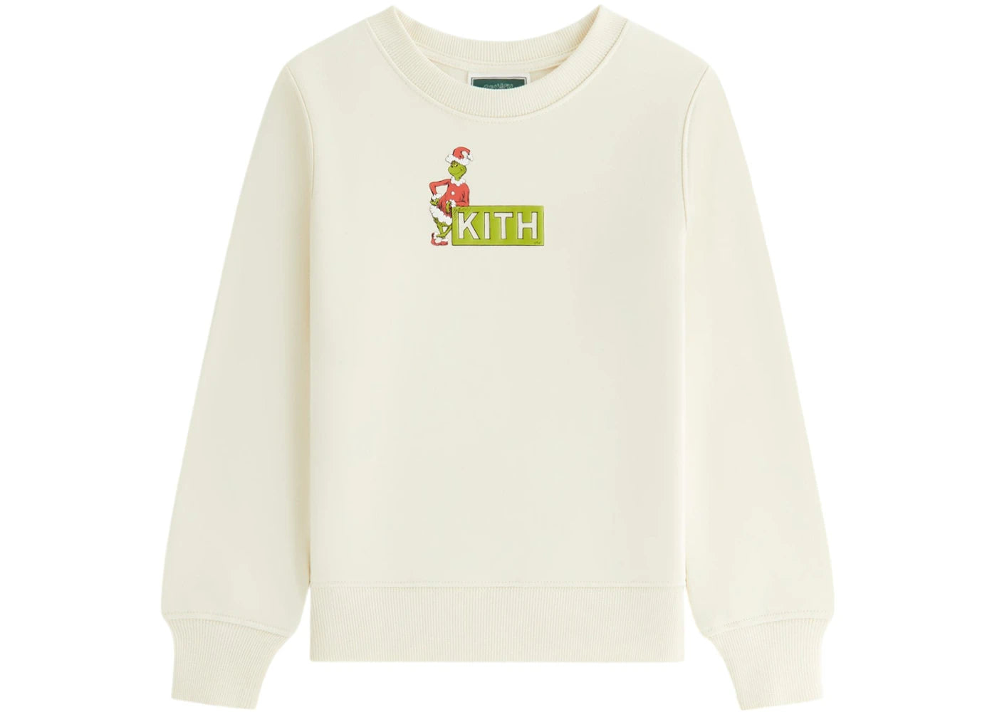 Kith x The Grinch Kids Classic Logo Crewneck Sandrift