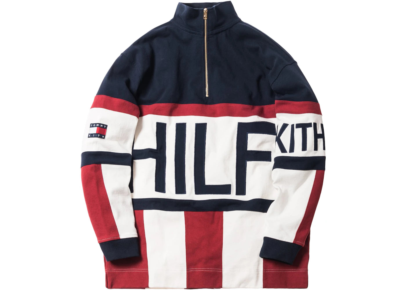 Kith x Tommy Hilfiger Color Block Logo Quarter-Zip Navy