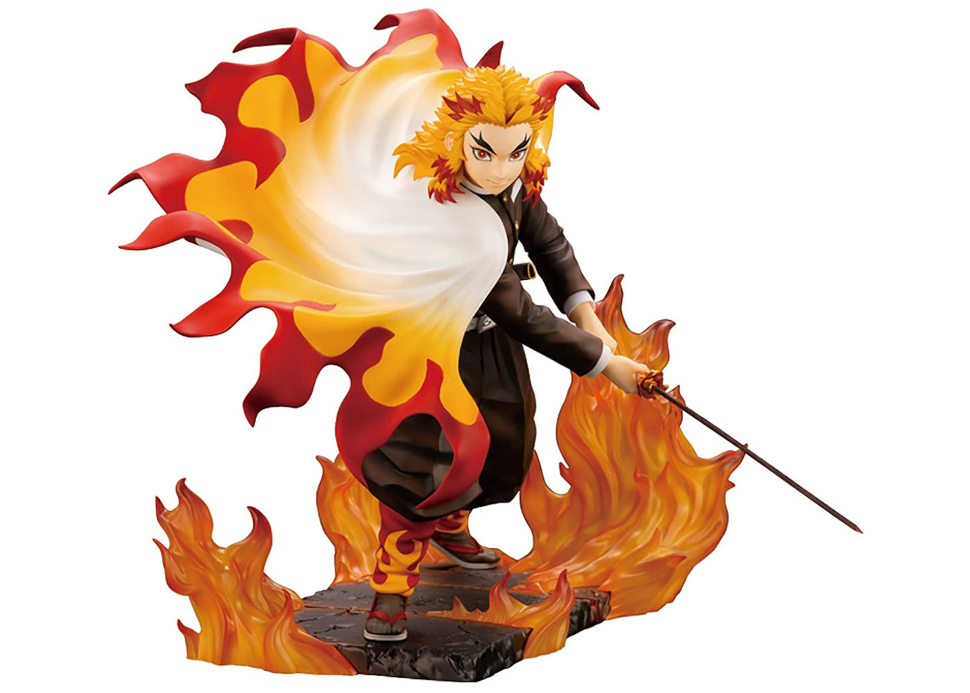 Kotobukiya Artfx J Demon Slayer Kimetsu No Yaiba Kyojuro Rengoku Statue With Bonus Face Part Figure Orange