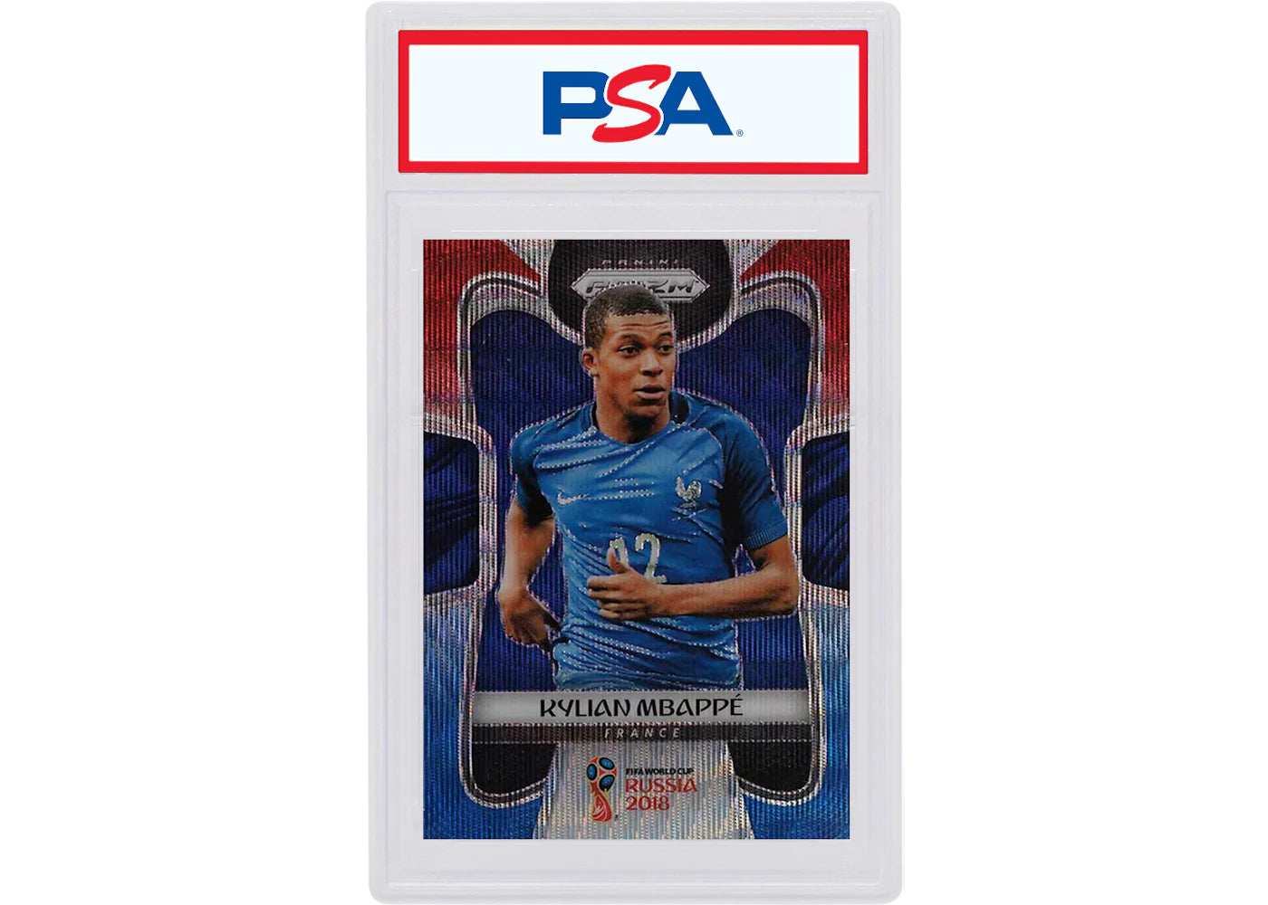 Kylian Mbappe 2018 Panini Prizm World Cup Red/Blue Wave #80 (PSA or BGS Graded)