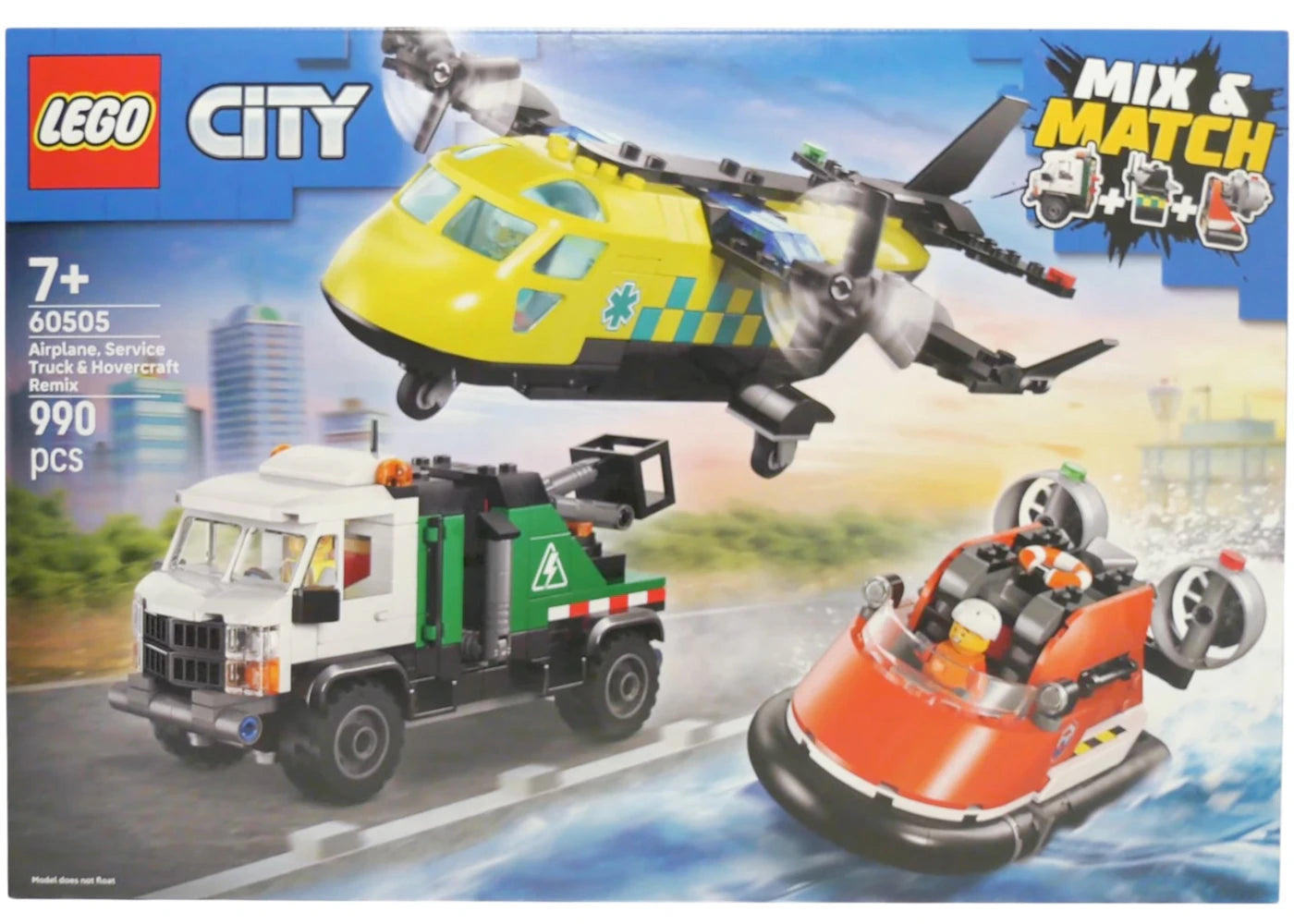 LEGO City Airplane, Service Truck & Hovercraft Remix Set 60505