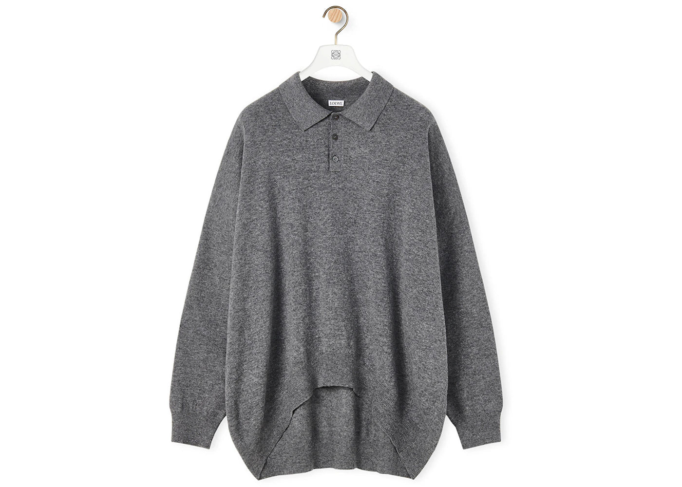 LOEWE Polo Collar Relaxed Fit Wool Sweater Grey