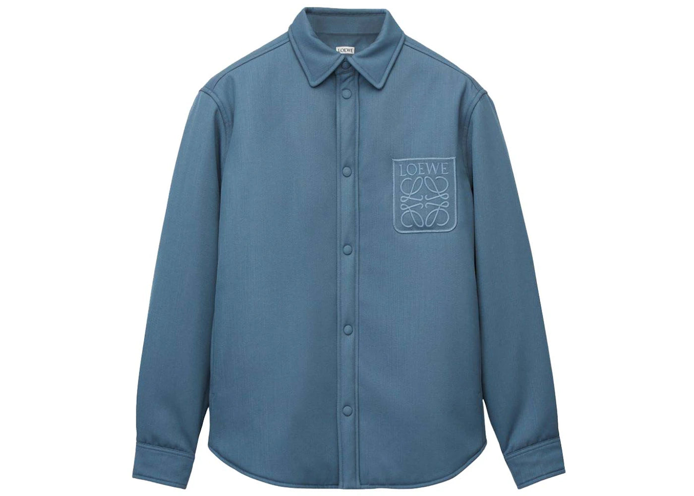 LOEWE Puffer Anagram Wool Overshirt Crown Blue