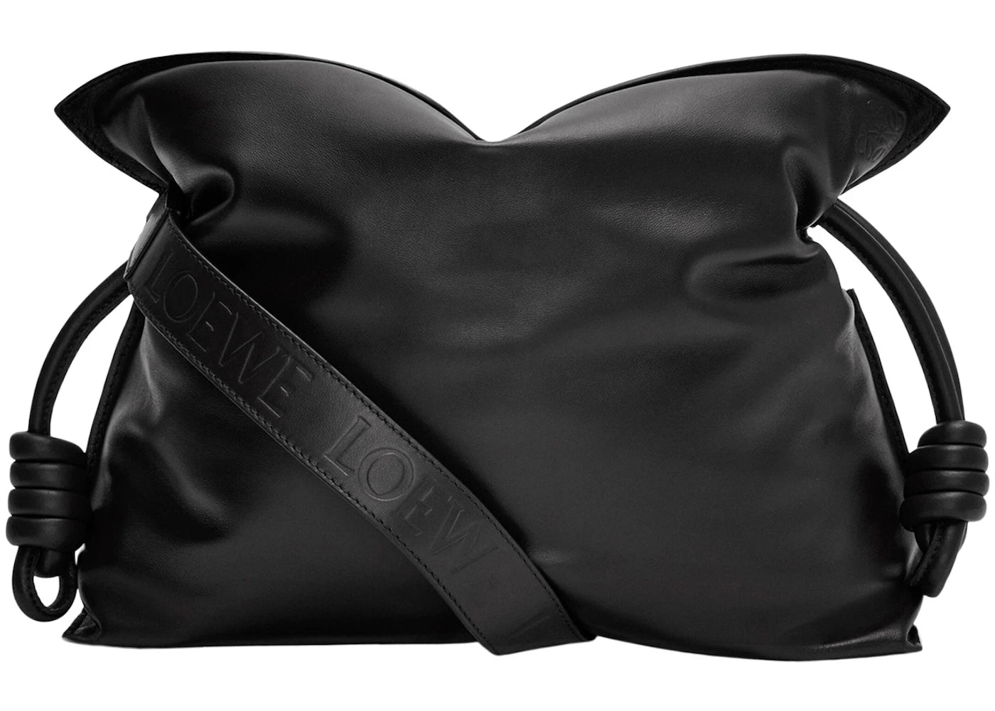 LOEWE Puffer Flamenco Clutch in Shiny Nappa Lambskin Black