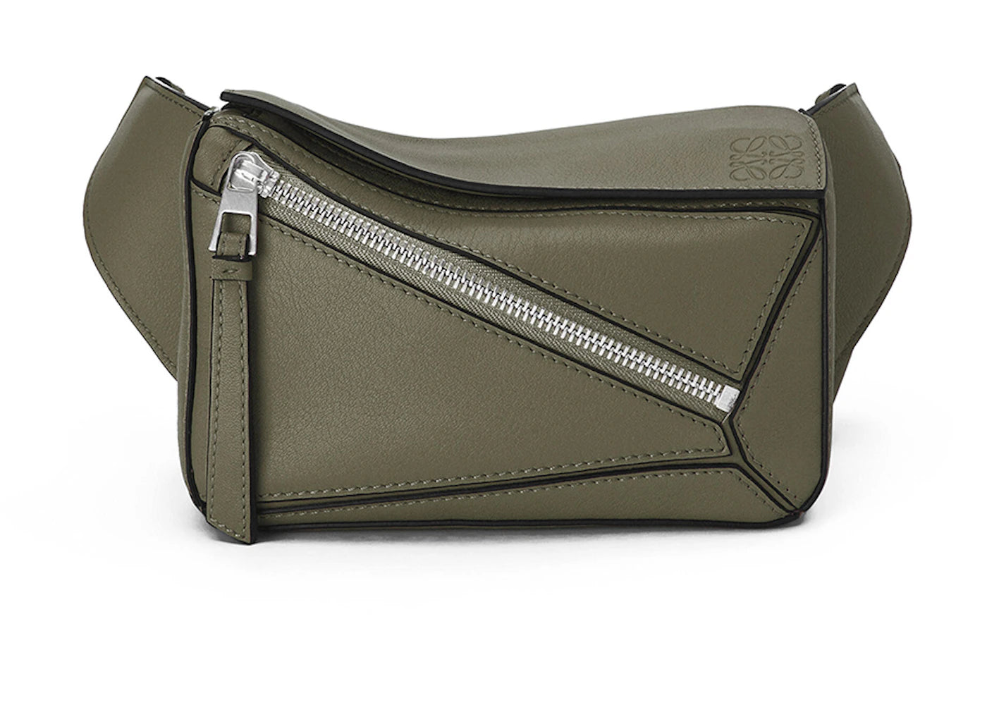 LOEWE Puzzle Bumbag In Classic Calfskin Mini Khaki Green