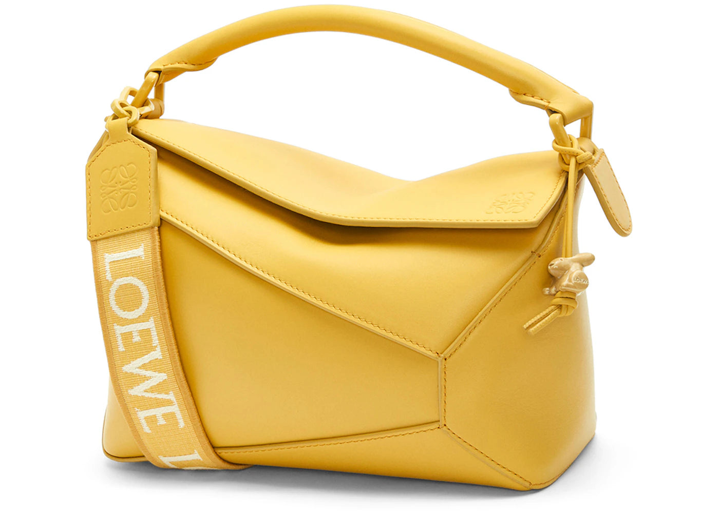 LOEWE Puzzle Edge Bag In Satin Calfskin Small Pale Yellow Glaze