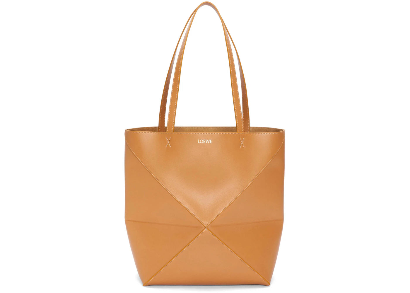 LOEWE Puzzle Fold Tote in Shiny Calfskin Warm Desert