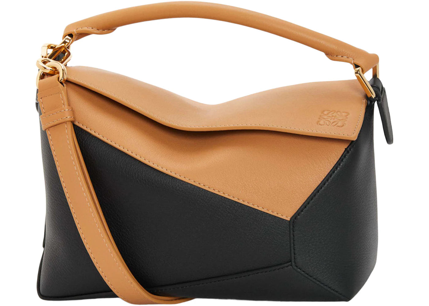 LOEWE Small Puzzle Bag in Classic Calfskin Warm Desert/Black