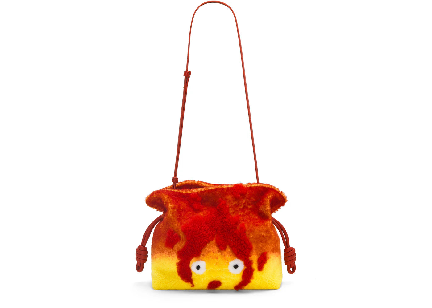 LOEWE x Howls Calcifer Flamenco Clutch In Shearling Red