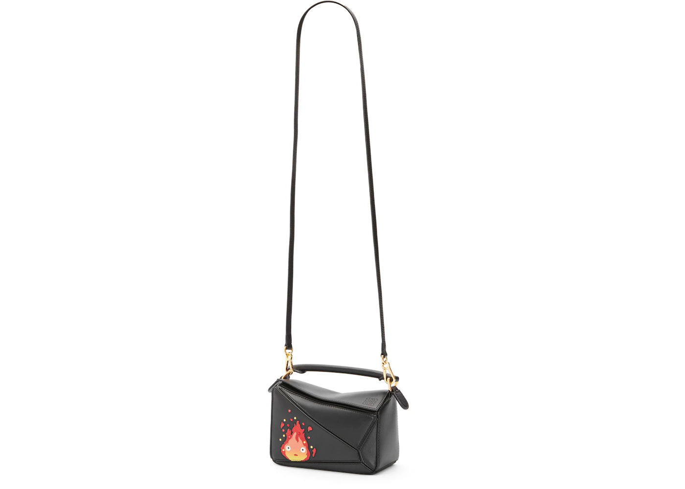 LOEWE x Howls Calcifer Mini Puzzle Bag In Satin Calfskin And Crystal Black
