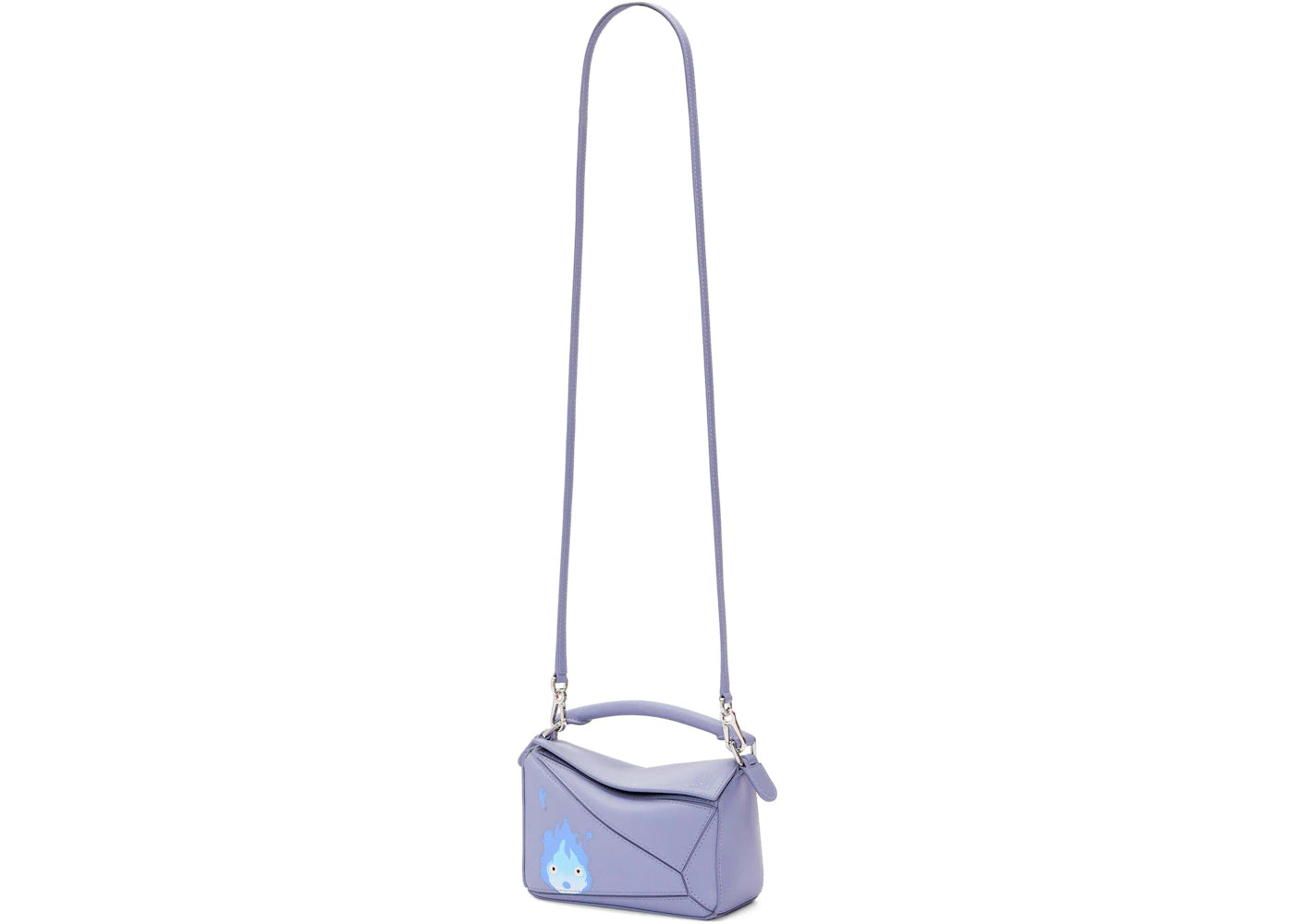LOEWE x Howls Calcifer Mini Puzzle Bag In Satin Calfskin Blueberry