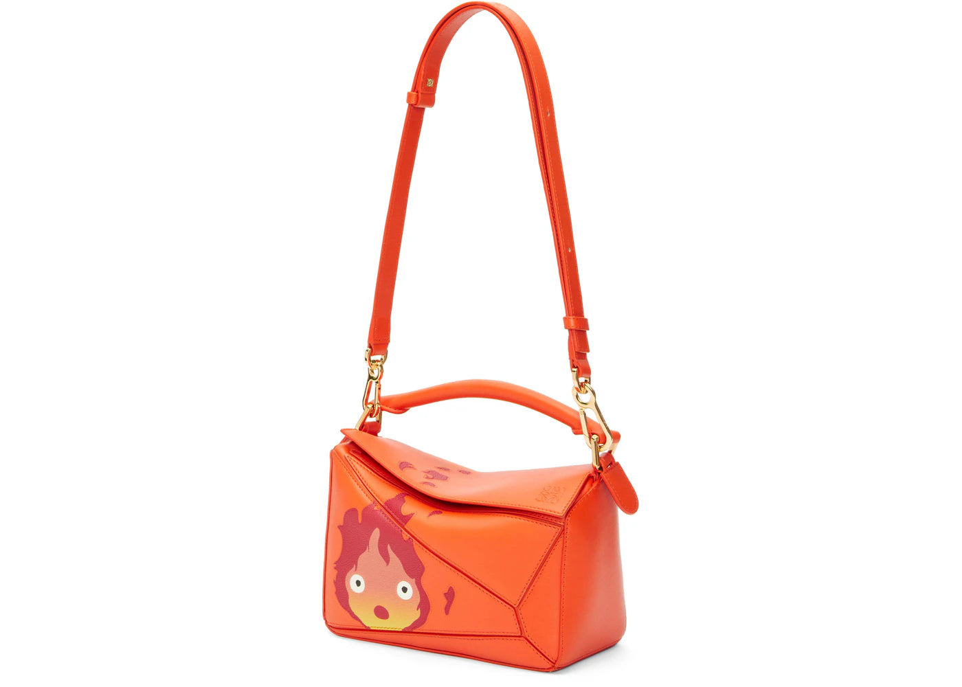 LOEWE x Howls Calcifer Small Puzzle Bag In Satin Calfskin Orange
