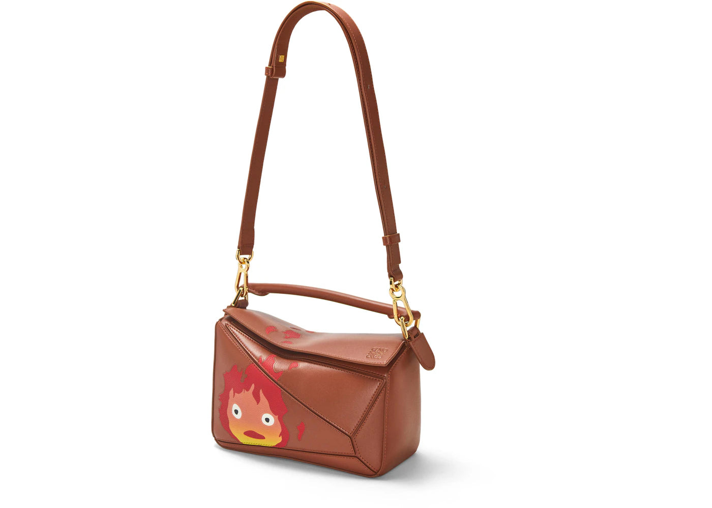 LOEWE x Howls Calcifer Small Puzzle Bag In Satin Calfskin Rust