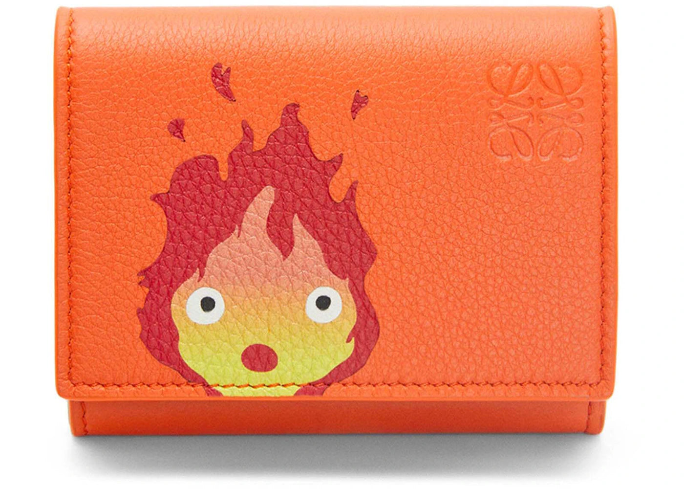 LOEWE x Howls Calcifer Trifold Wallet In Classic Calfskin Orange