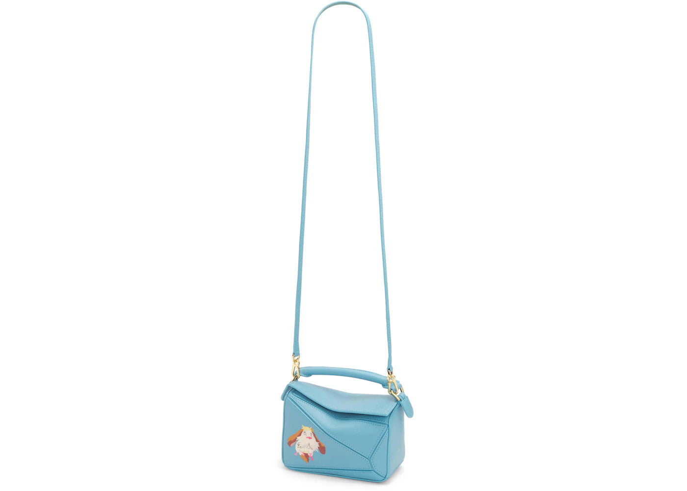 LOEWE x Howls Heen Mini Puzzle Bag In Satin Calfskin Light Blue