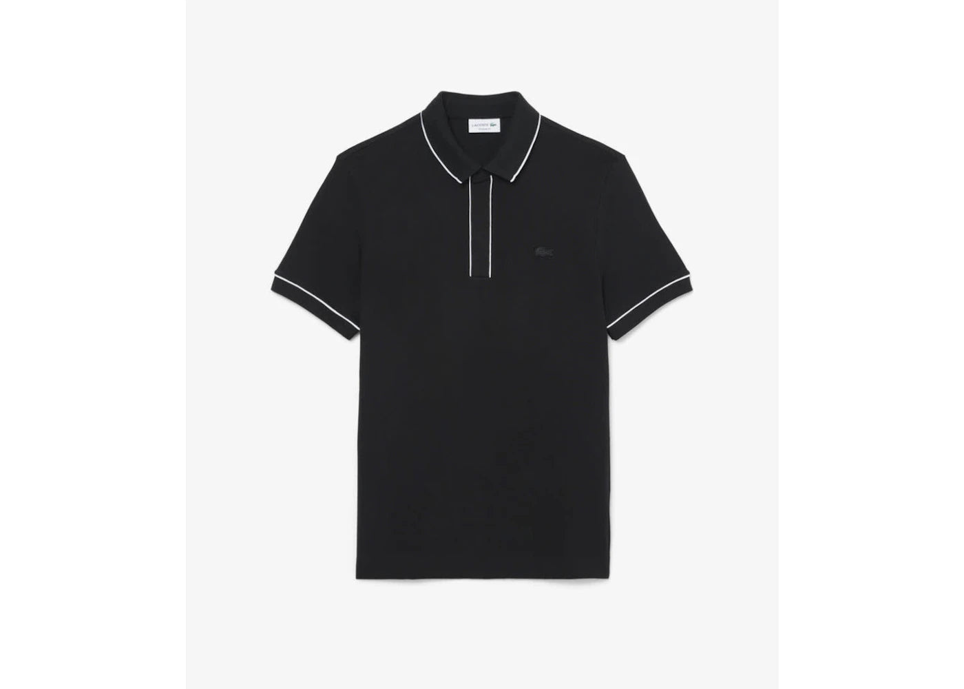 Lacoste Regular Fit Paris Stretch Pique Polo Shirt Black/White