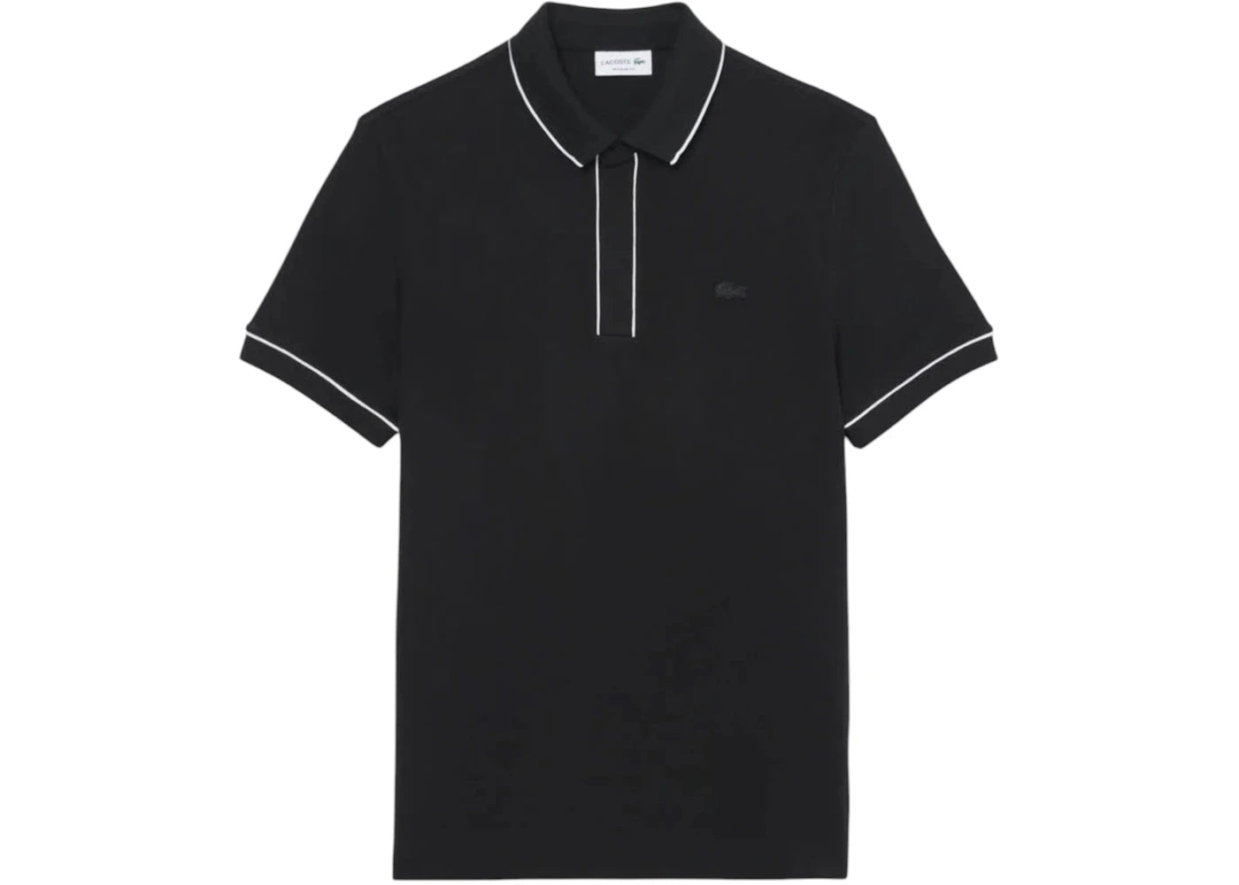 Lacoste Regular Fit Paris Stretch Pique Polo Shirt Black/White