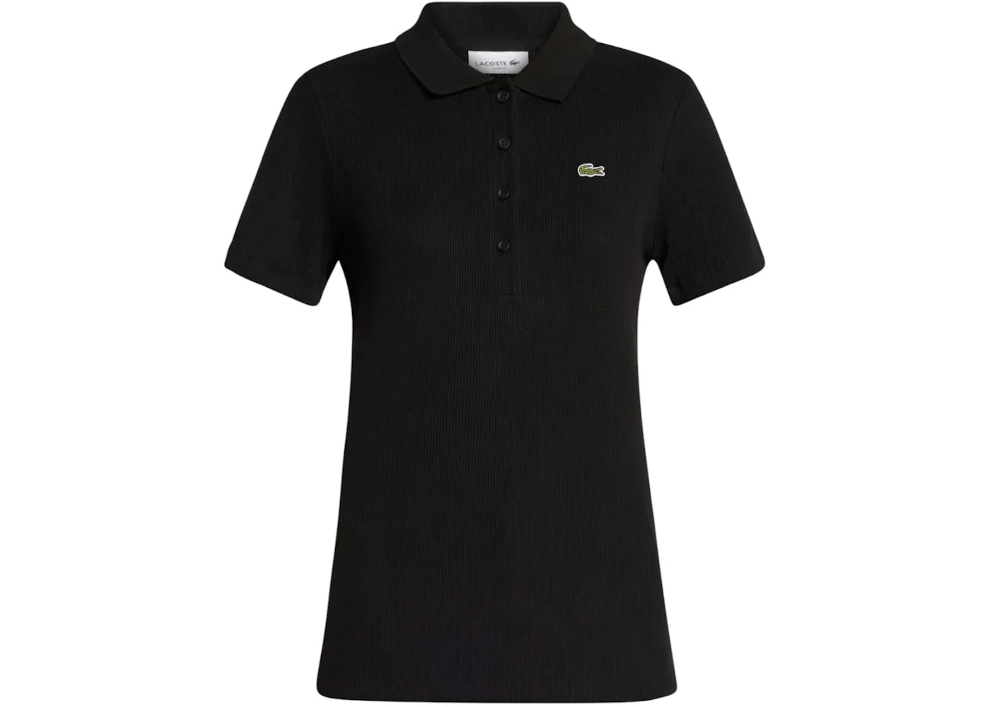 Lacoste Women's Slim Fit L.12.D Ribbed Cotton Polo Shirt Black