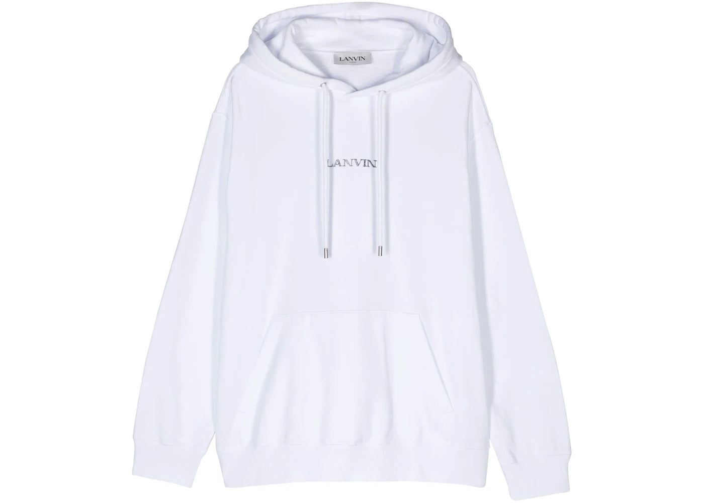 Lanvin Embroidered Loose Logo Hoodie White