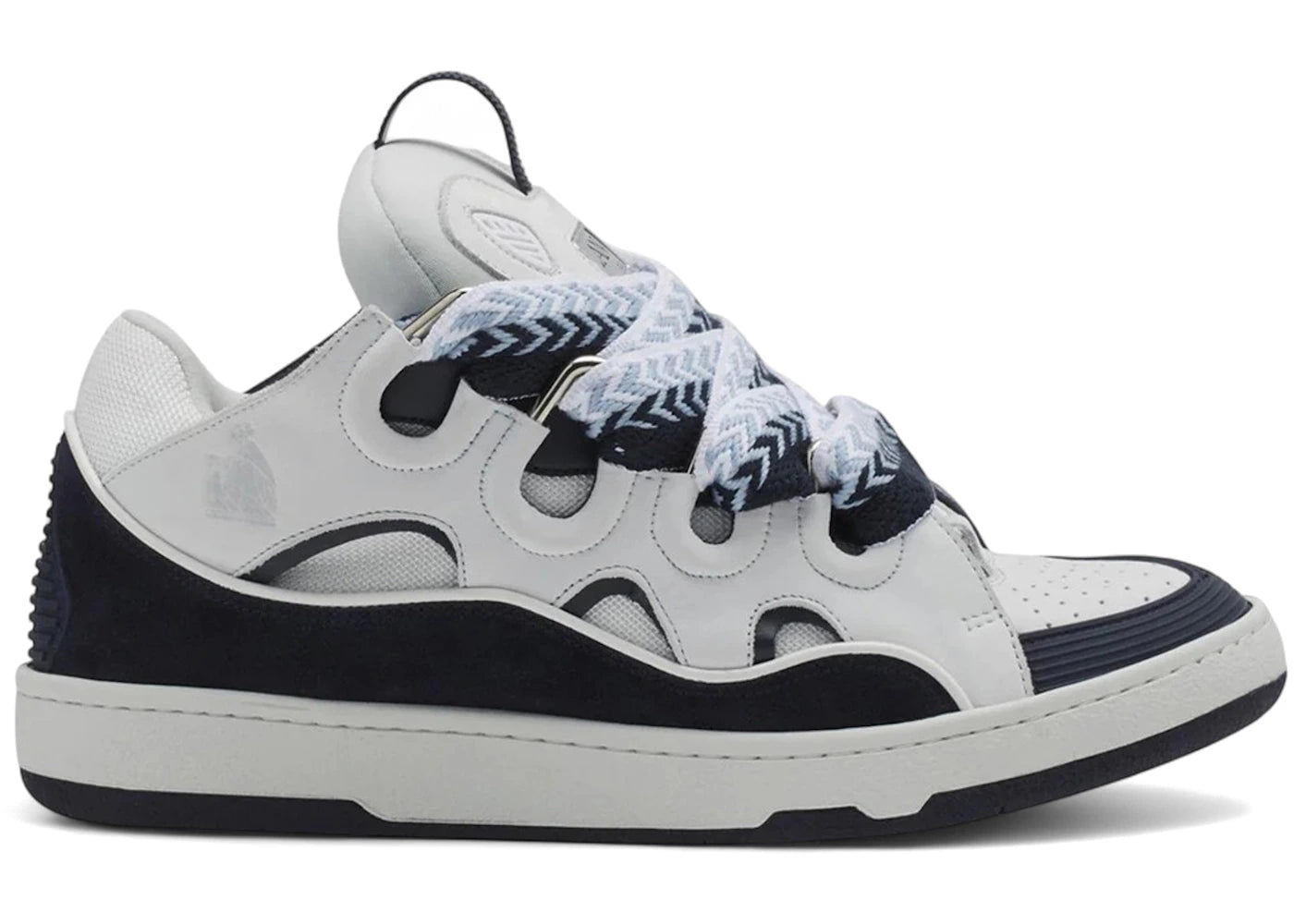 Lanvin Leather Curb White Navy Blue