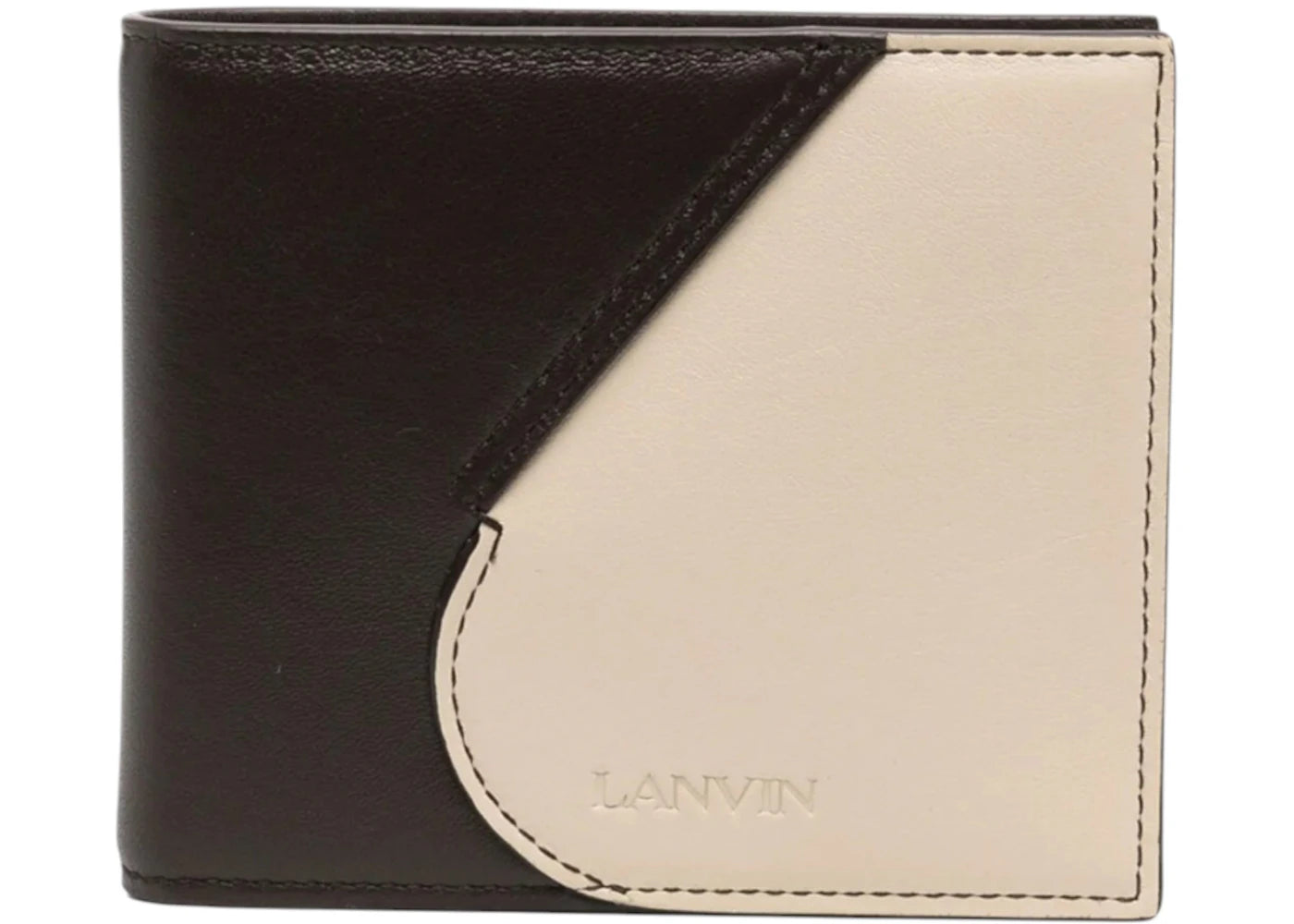Lanvin Portefeuille Pliant a Design Bicolore Wallet Brown/Creme