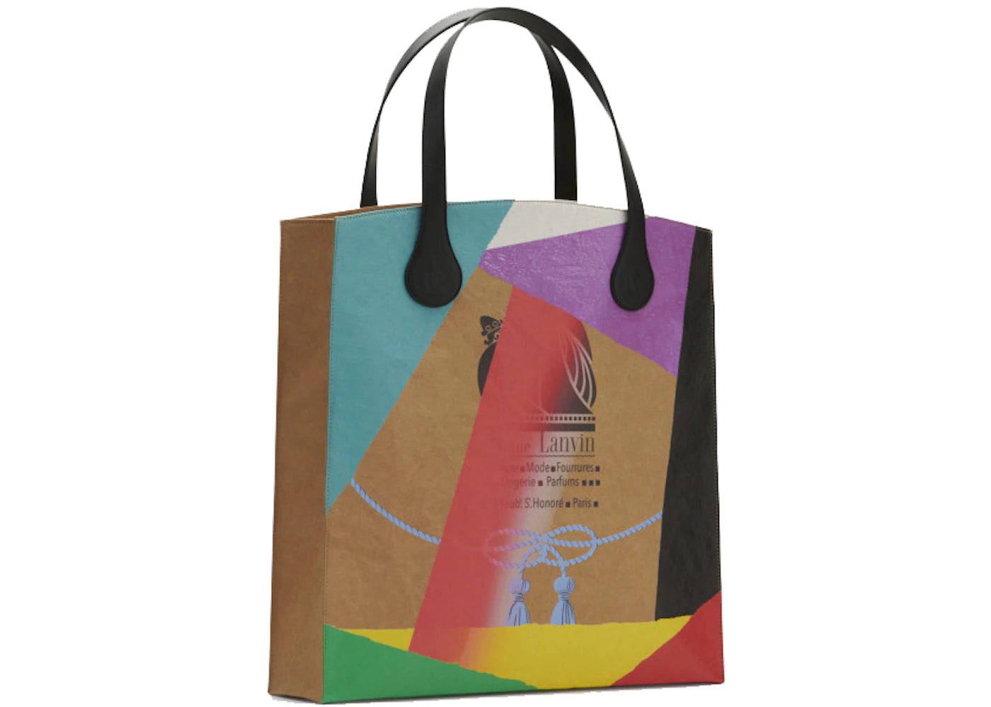 Lanvin Printed Kraft Paper Grocery Bag Beige