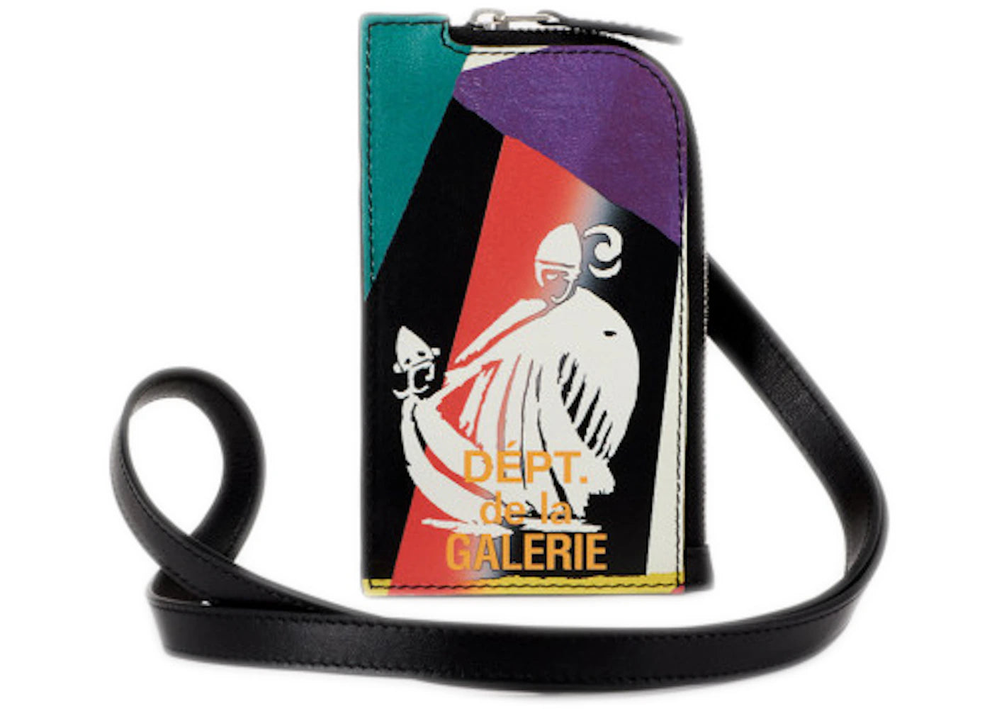 Lanvin Printed Leather Necklace Card Holder Black
