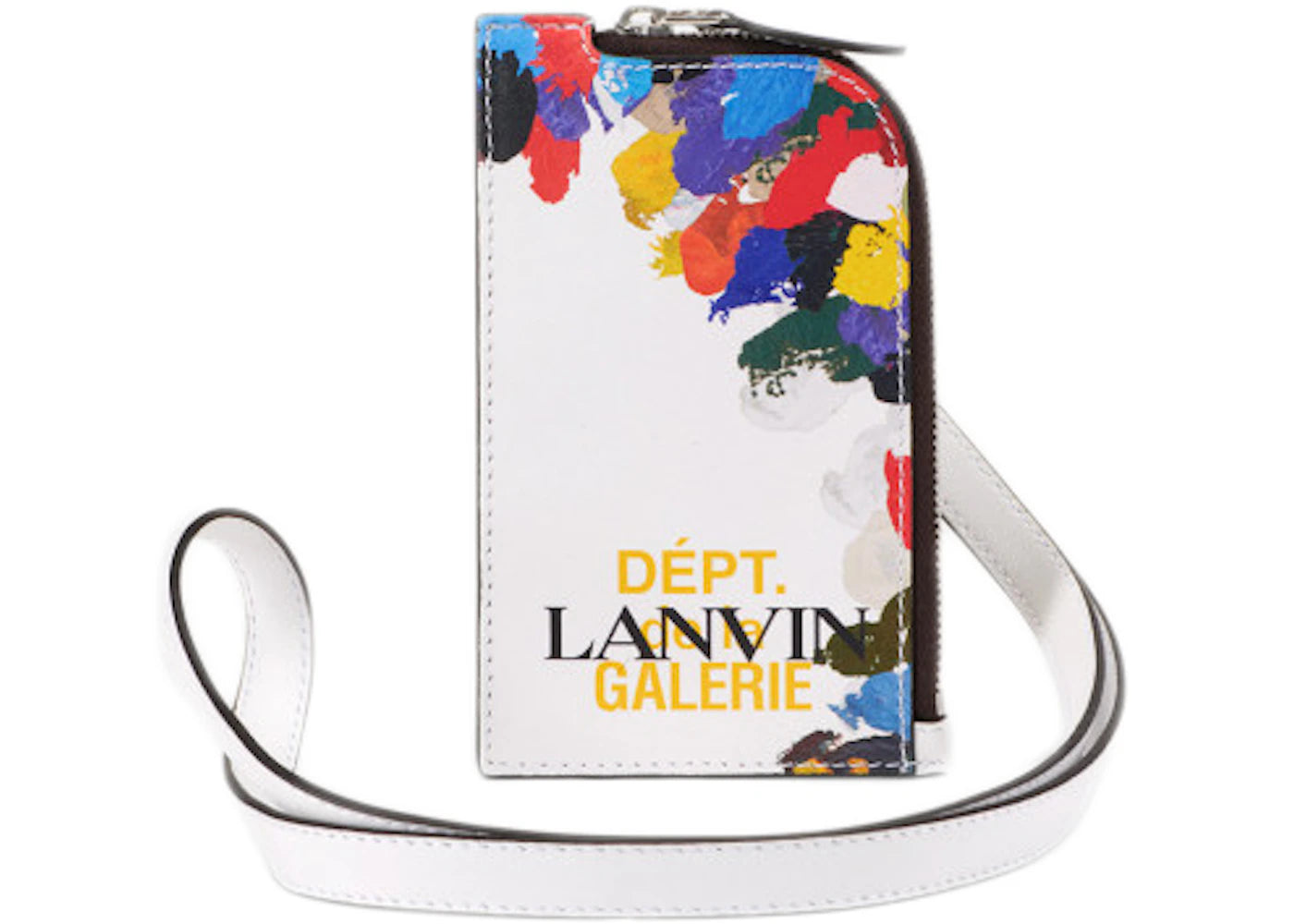 Lanvin Printed Leather Necklace Card Holder White