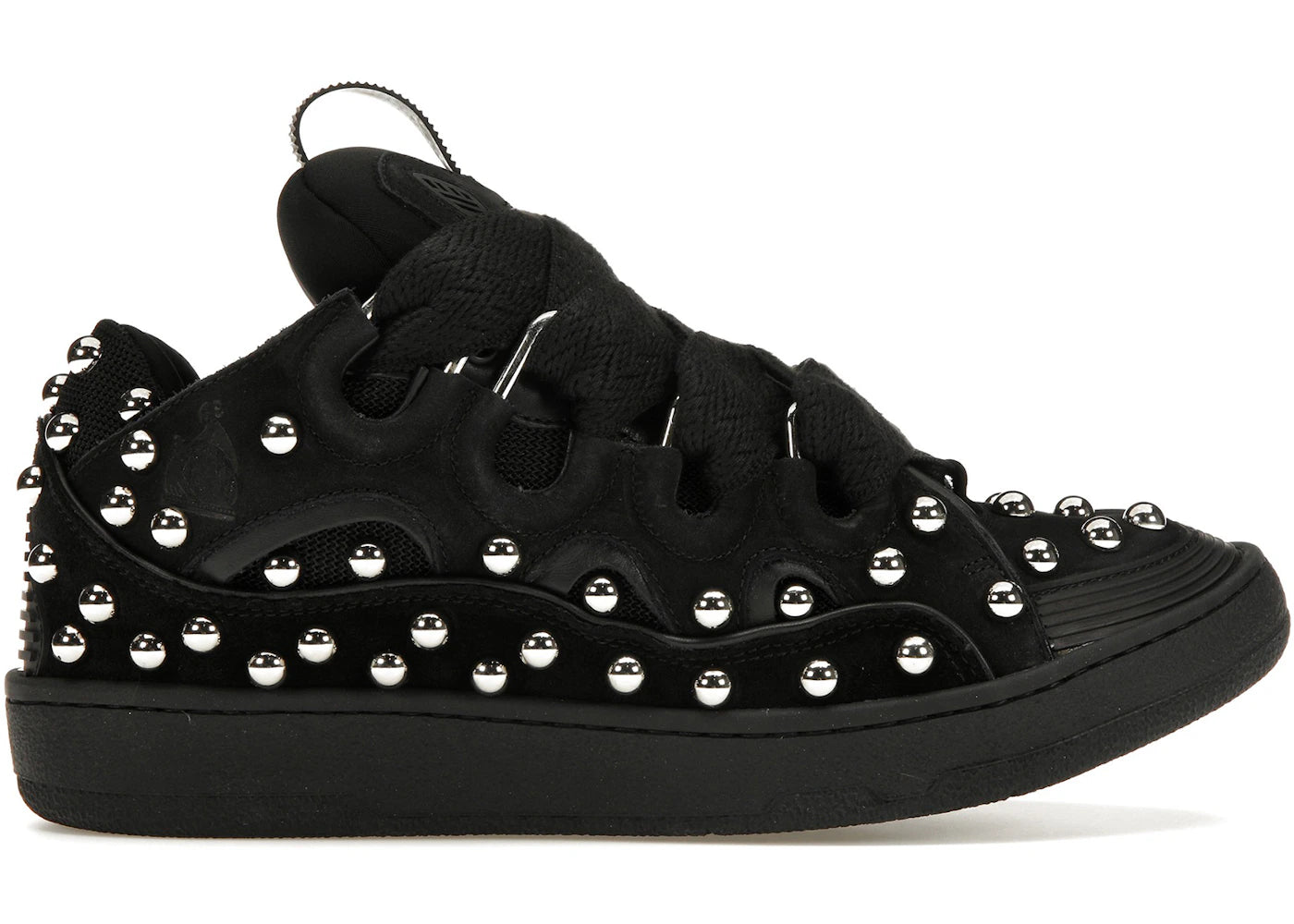 Lanvin Studded Leather Curb Sneaker Black