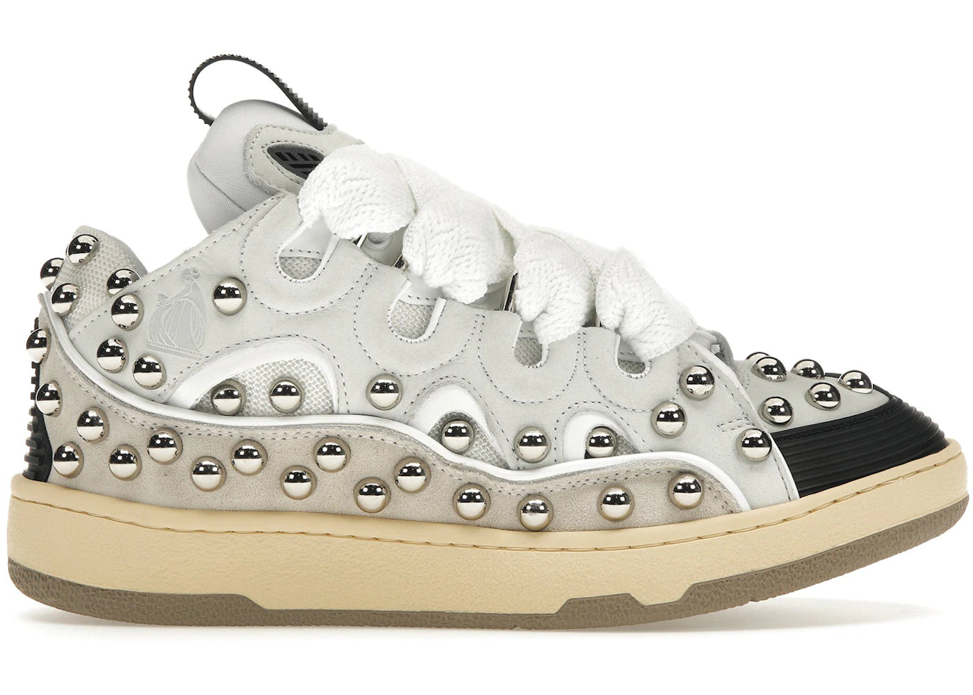 Lanvin Studded Leather Curb Sneaker White (Women's)