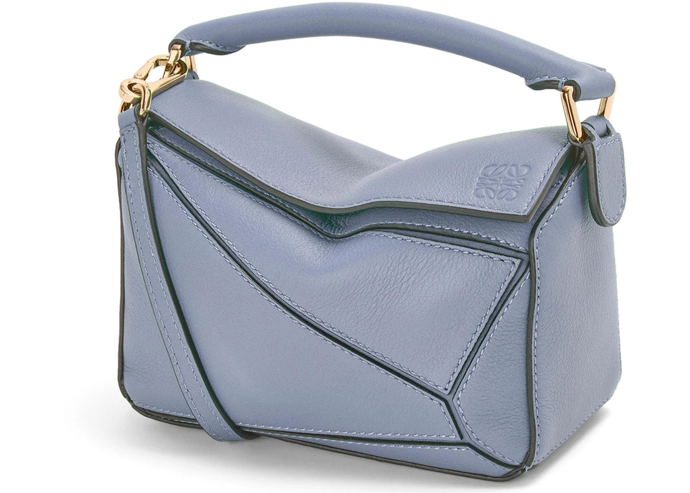 LOEWE Puzzle Bag in Classic Calfskin Mini Atlantic Blue