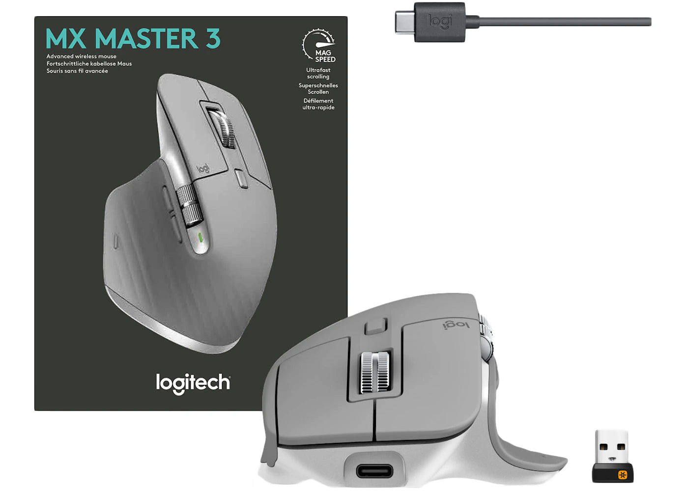 Logitech MX Master 3 Advanced Wireless Laser Mouse 910-005692 Mid Gray