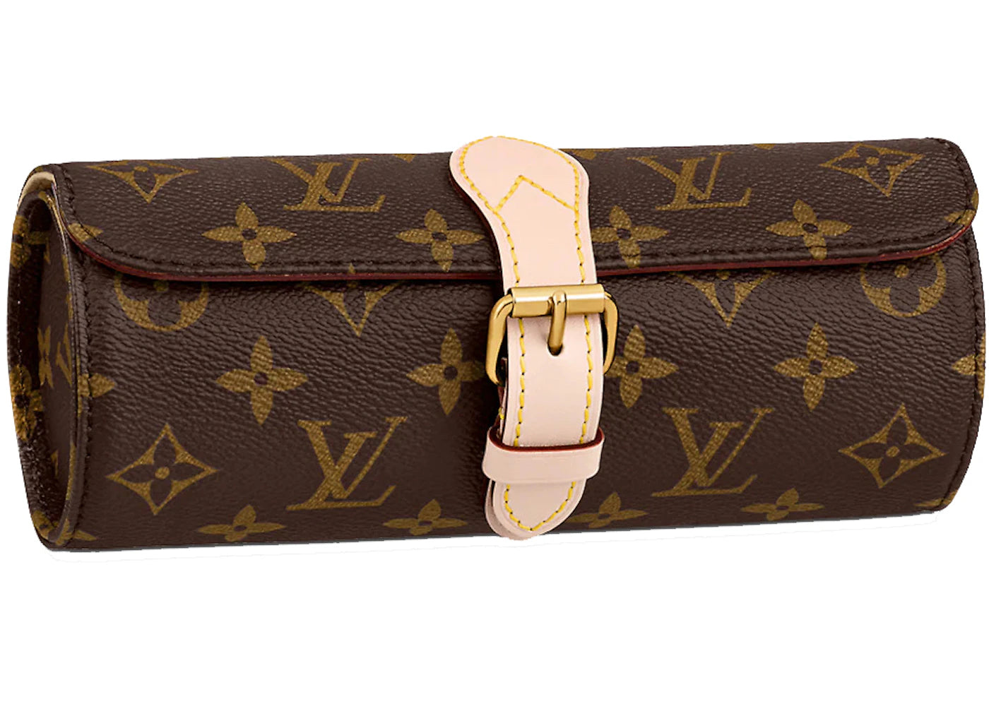 Louis Vuitton 3 Watch Case Monogram Canvas Brown