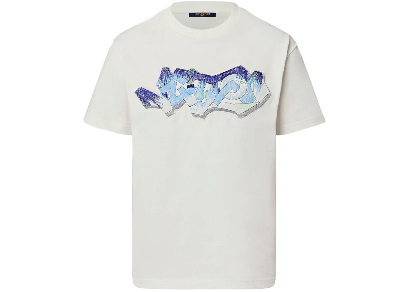 Louis Vuitton 3D LV Graffiti Embroidered T-Shirt White Blue