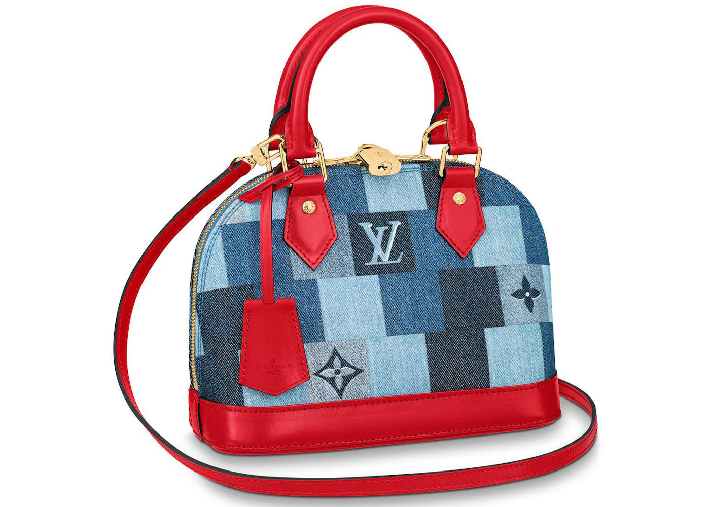 Louis Vuitton Alma BB Denim Monogram Check Blue/Red