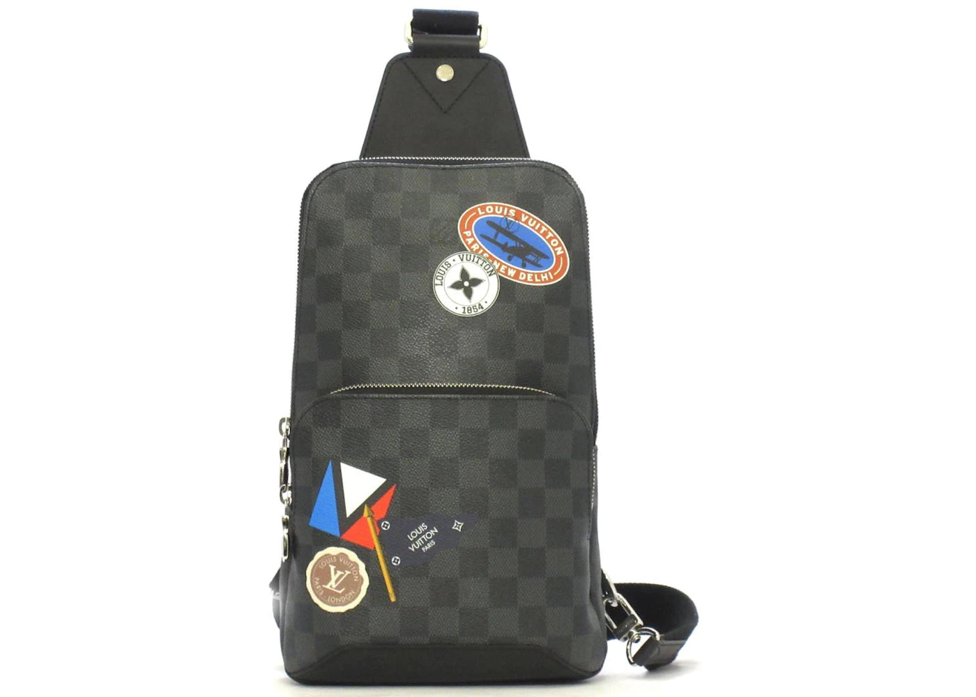 Louis Vuitton Avenue Sling Bag Damier Graphite Travel Stickers Black/Grey