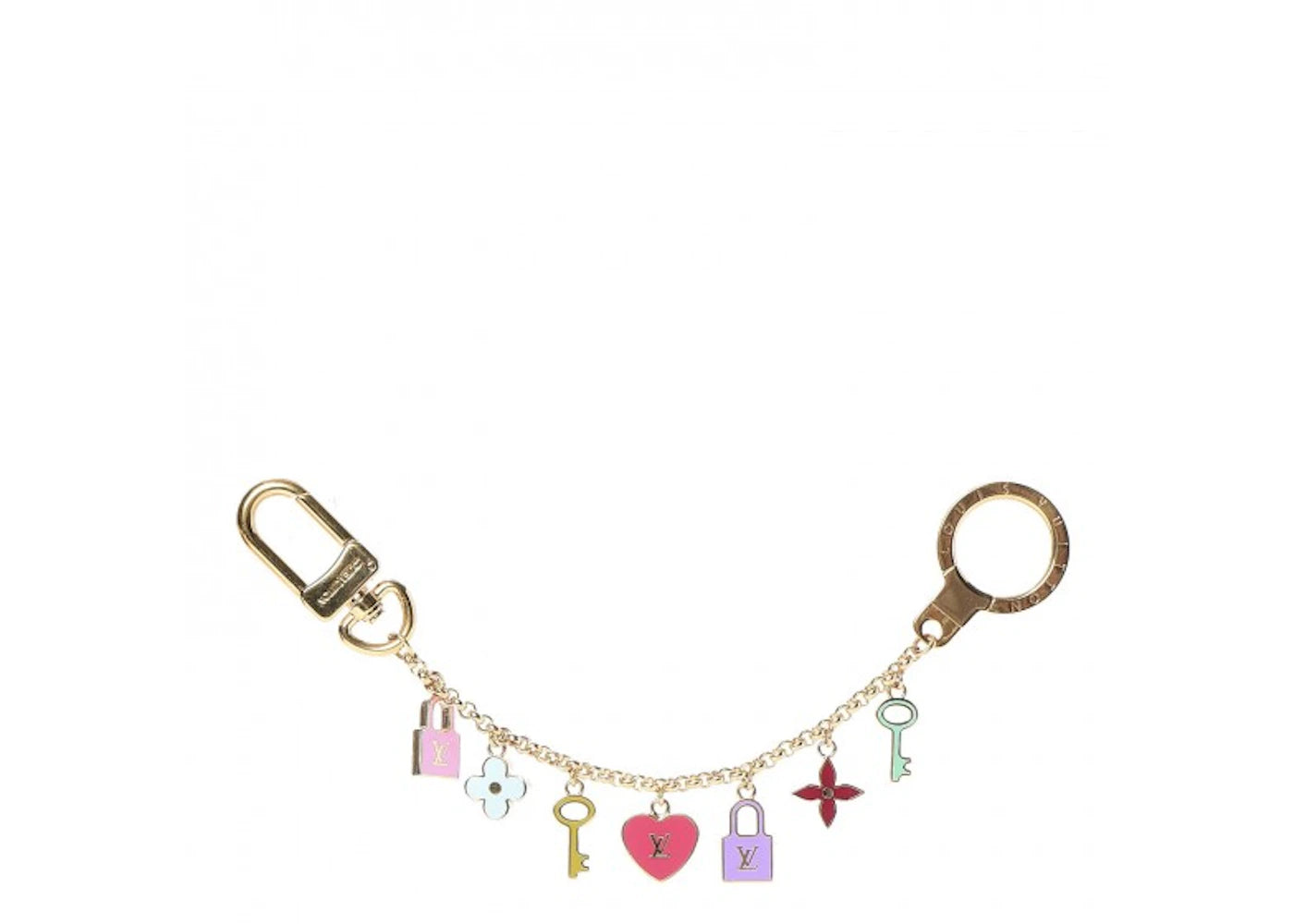 Louis Vuitton Bag Charm Key Chain Holder Pretty Charm Pink Multicolor