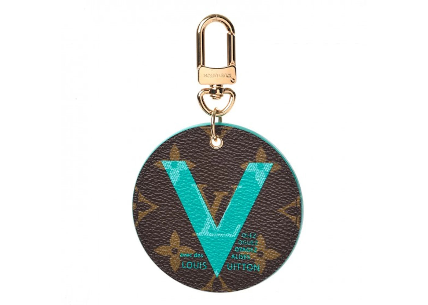 Louis Vuitton Bag Charm Key Ring Illustre V Monogram Turquoise