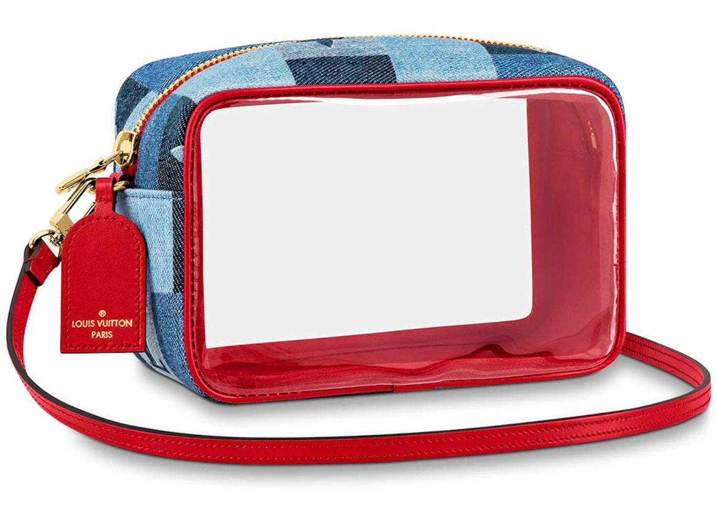 Louis Vuitton Beach Pouch Denim Monogram Check Blue/Red