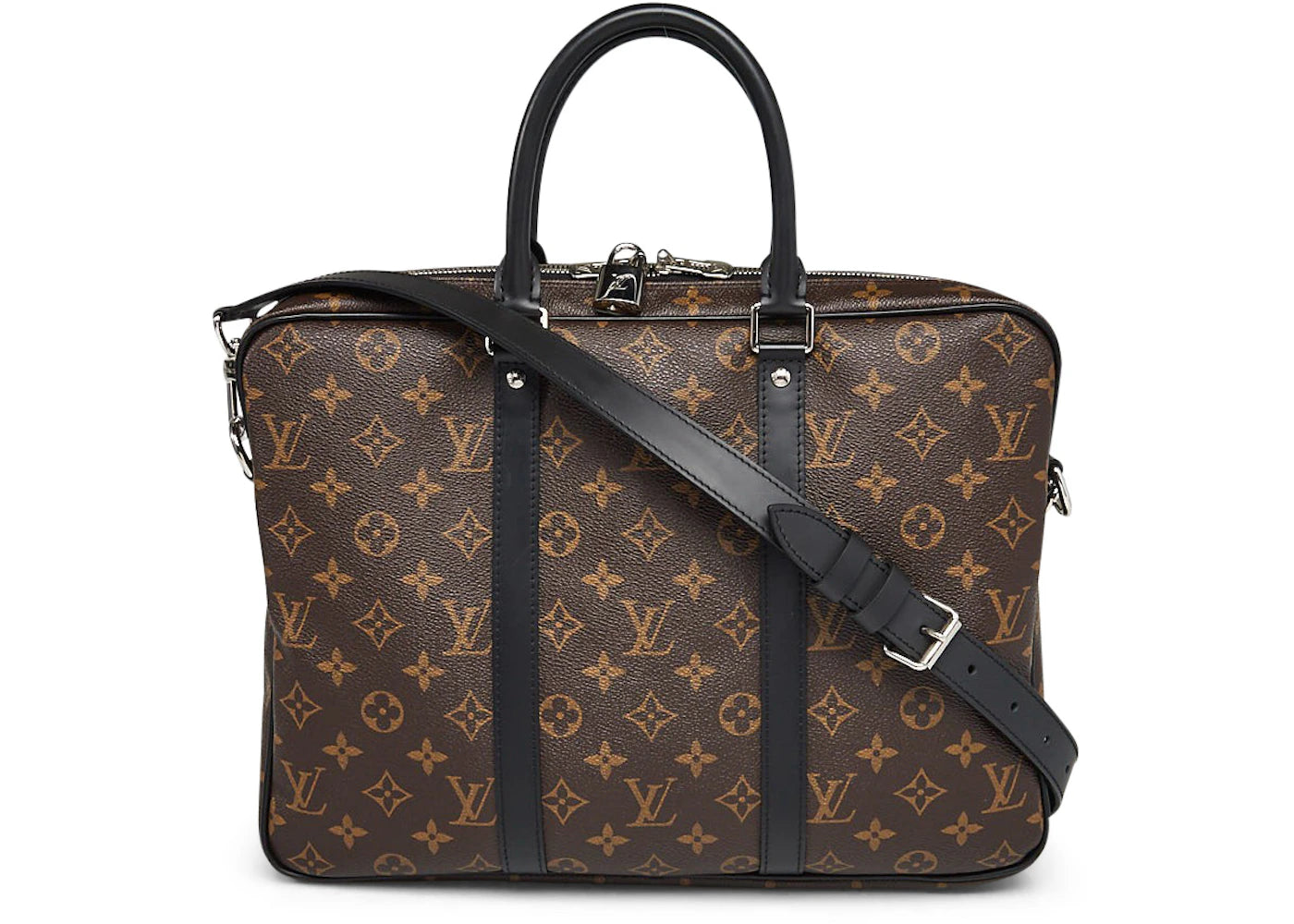 Louis Vuitton Briefcase Porte-Documents Voyage Monogram Macassar PM Black/Brown