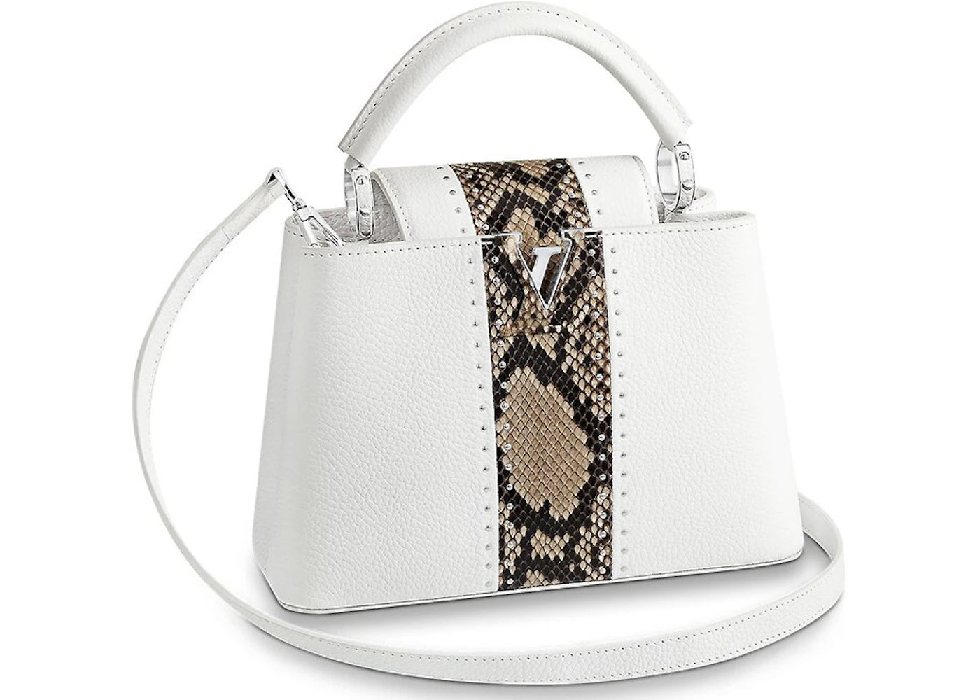 Louis Vuitton Capucines Python Stripe BB White