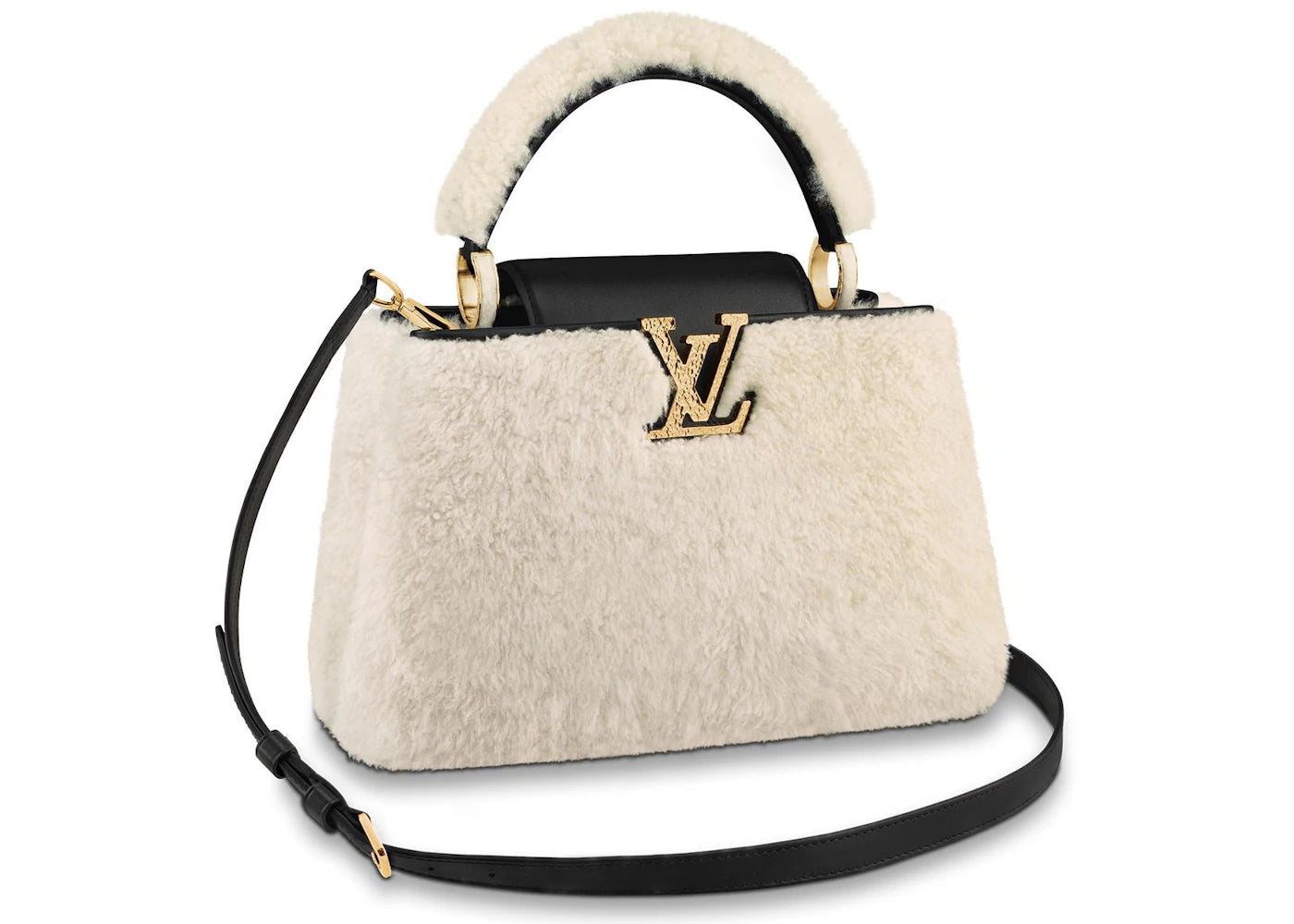 Louis Vuitton Capucines Teddy Fleece PM Ecru White