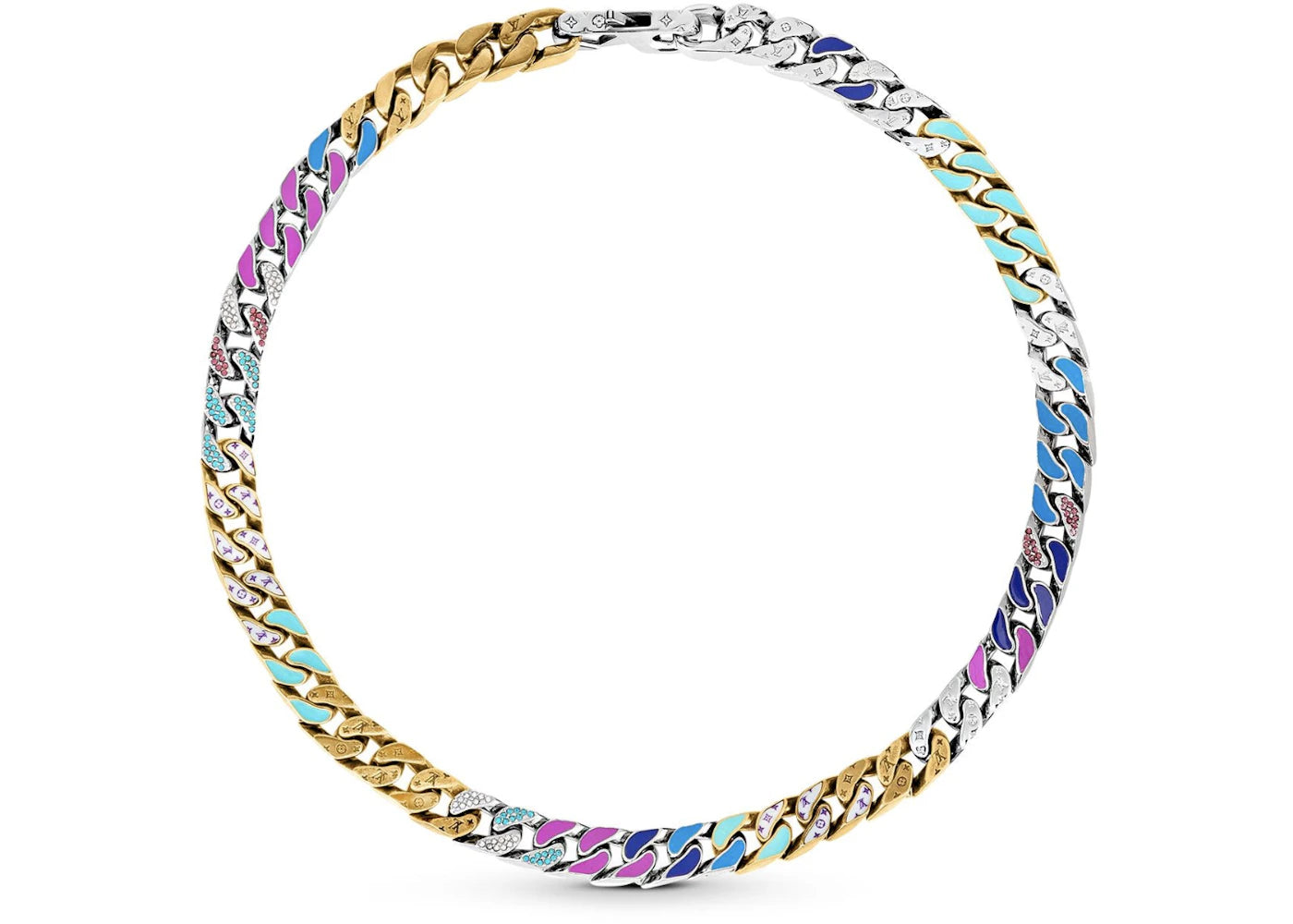 Louis Vuitton Chain Links Patches Necklace Multicolor