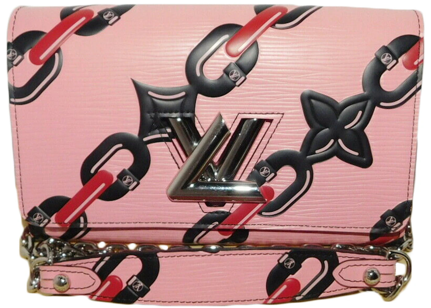 Louis Vuitton Chain Wallet Twist Epi Chain Flower Pink