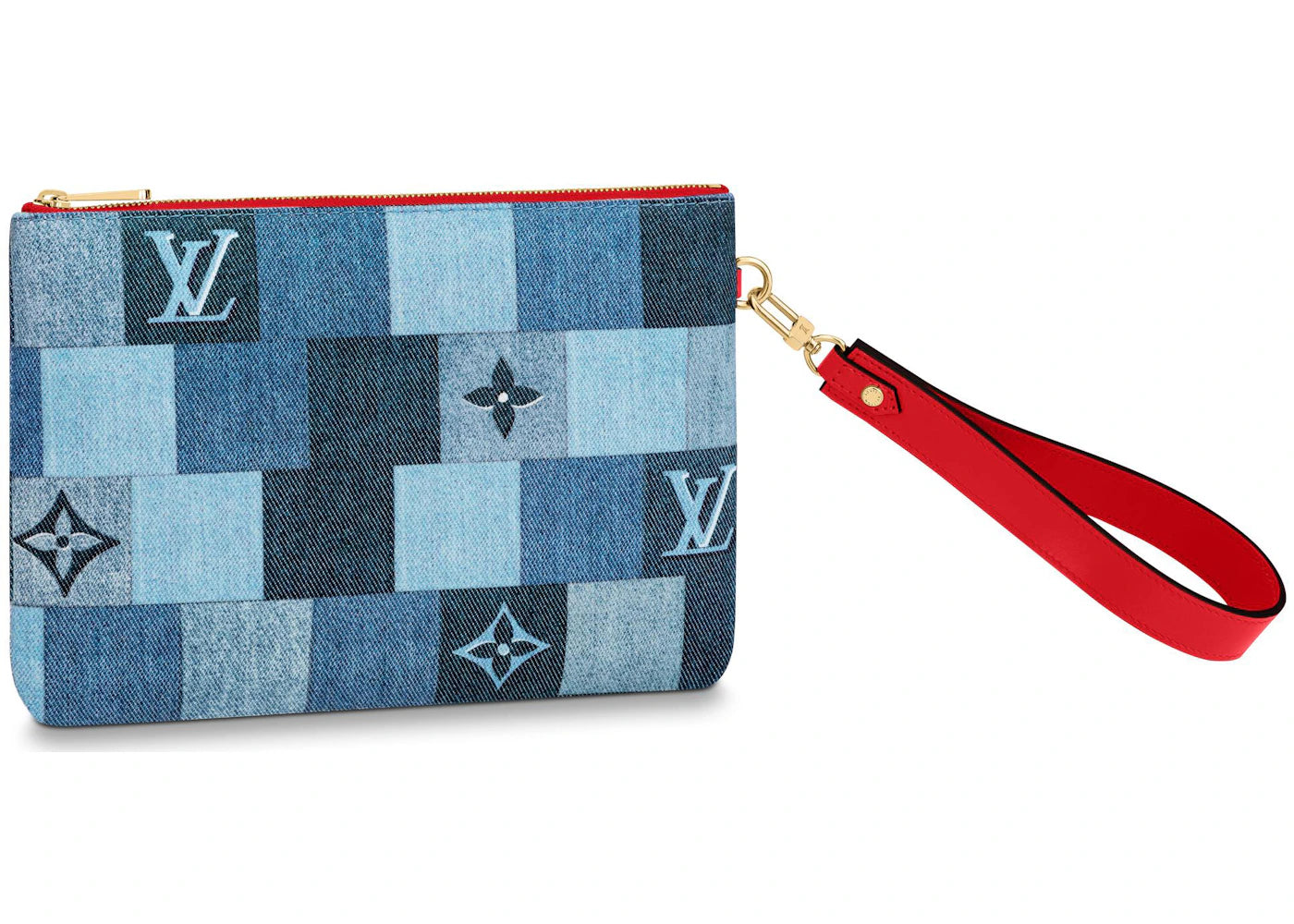 Louis Vuitton City Pouch Denim Monogram Check Blue/Red