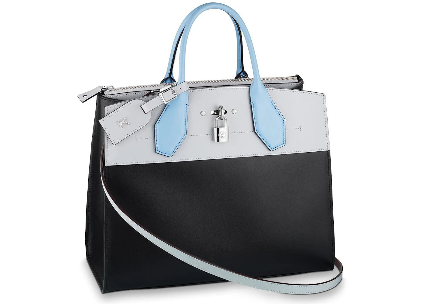 Louis Vuitton City Steamer Veau Satin Leather MM Black Blue