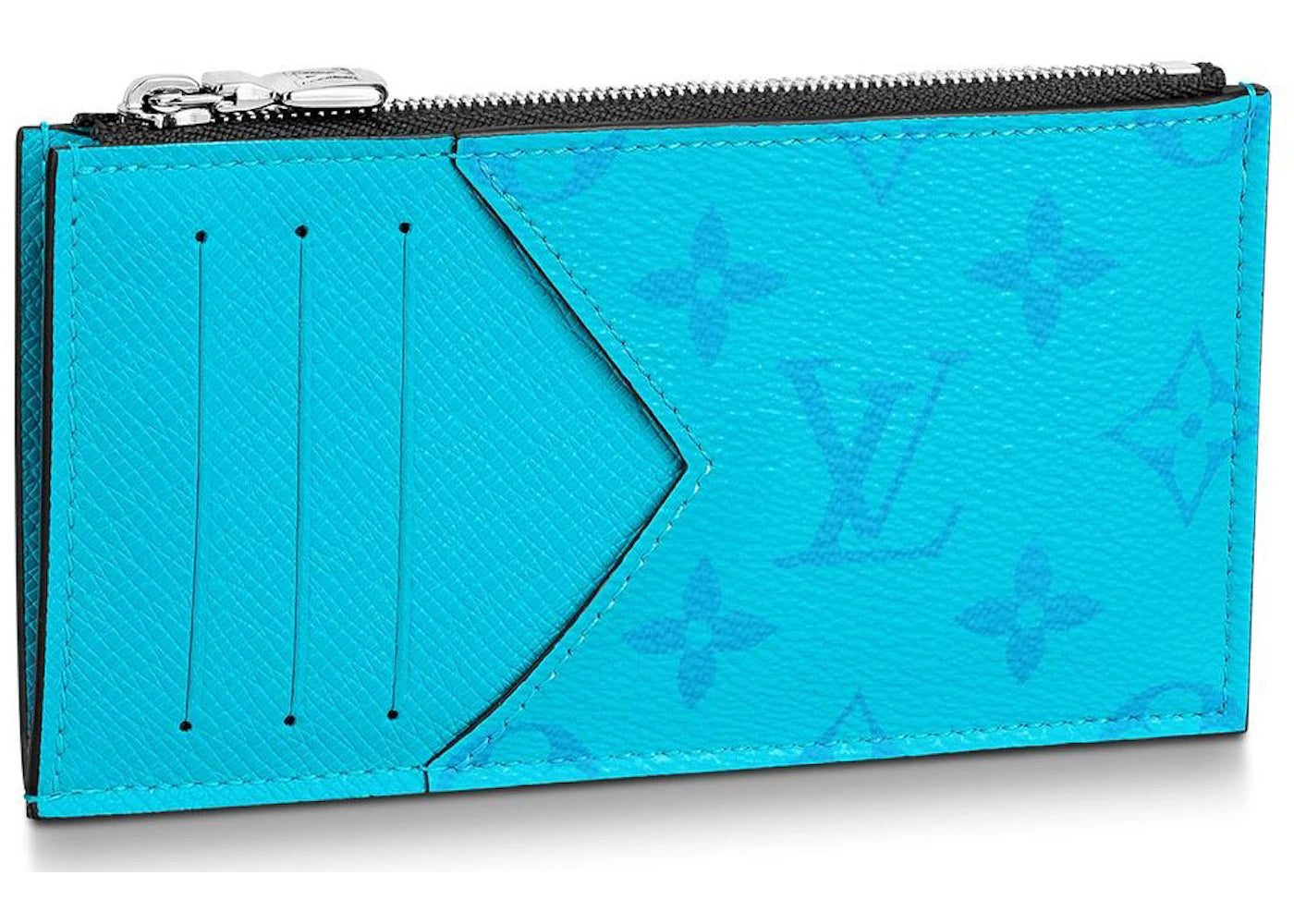 Louis Vuitton Coin Card Holder Monogram Eclipse Lagoon Blue