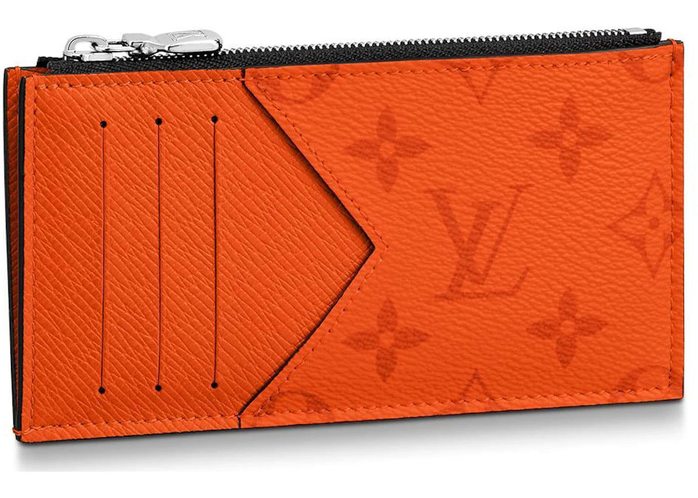 Louis Vuitton Coin Card Holder Monogram Eclipse Volcano Orange
